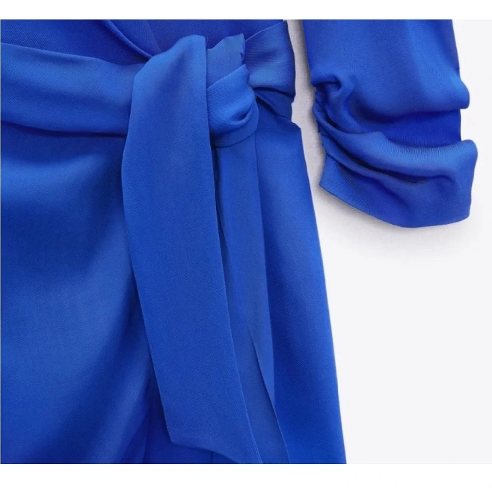 Zara Vibrant Cobalt Blue Blazer Wrap Dress - Picture 10 of 12
